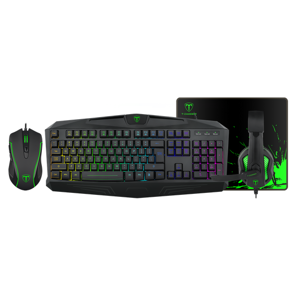 T-DAGGER T-TGS003 Mouse/ Keyboard/Mousepad/Headset 4 IN 1 Gaming Combo Set
